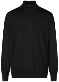 OLYMP Pullover - Troyer mit Reissverschluss - Merinowolle - schwarz