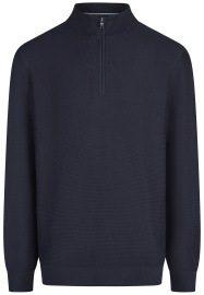 OLYMP Pullover - Troyer mit Reissverschluss - Struktur - dunkelblau