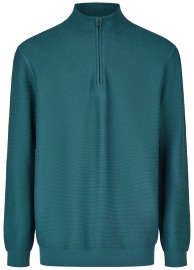 OLYMP Pullover - Troyer mit Reissverschluss - Struktur - grün