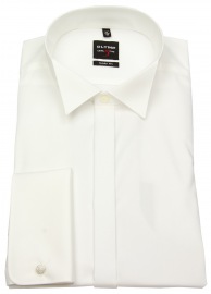 OLYMP Gala Shirt - Level 5 Body Fit - Wing Collar - Double Cuff - Light Beige - w/o OP