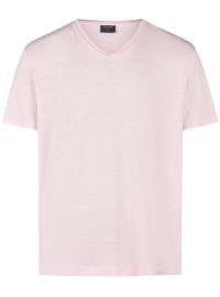 OLYMP T-Shirt - Regular Fit - V-Ausschnitt - Leinen - rosé