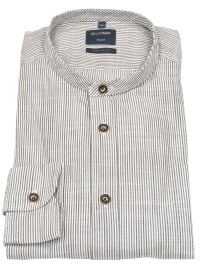 OLYMP Trachtenhemd - Regular Fit - Stehkragen - braun / weiß