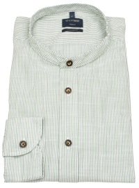 OLYMP Trachtenhemd - Regular Fit - Stehkragen - grün / weiß