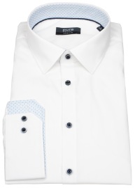 Pure Hemd - Modern Fit - Kentkragen - Kontrastknöpfe - weiß