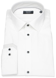 Pure Hemd - Modern Fit - Kentkragen - Kontrastknöpfe - weiß