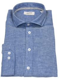Pure Hemd - Slim Fit Casual - Kentkragen - Leinen - blau