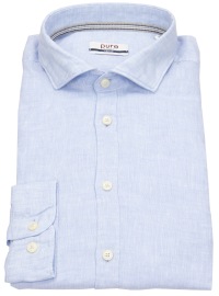 Pure Hemd - Slim Fit Casual - Kentkragen - Leinen - hellblau