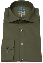Pure Hemd - Slim Fit - FLXBL Shirt - Haifischkragen - olivgrün