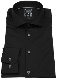 Pure Hemd - Slim Fit - Functional Shirt - Haifischkragen - schwarz - extra langer 70cm Arm