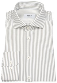 Pure Hemd - Slim Fit - Functional Shirt - Haifischkragen - Streifen - beige / weiß