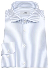 Pure Hemd - Slim Fit - Functional Shirt - Haifischkragen - Streifen - hellblau / weiß