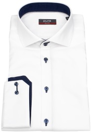 Pure Hemd - Slim Fit - Haifischkragen - Kontrastknöpfe - weiß