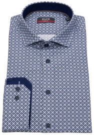 Pure Shirt - Slim Fit - Kent Collar  - Contrast Buttons - Dark Blue / White