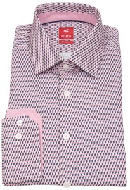 Pure Shirt - Slim Fit - Kent Collar  - Print - Rosa / White - w/o OP