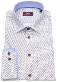 Pure Shirt - Slim Fit - Contrast Buttons - Blue / Brown / White