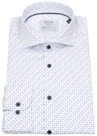 Pure Hemd - Slim Fit Stretch - Haifischkragen - Kontrastknöpfe - dunkelblau / hellblau