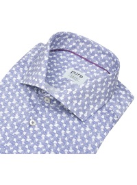 Pure Hemd - Slim Fit Stretch - Haifischkragen - Print - blau / weiß - Thumbnail ID: arim8t6atw