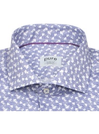 Pure Hemd - Slim Fit Stretch - Haifischkragen - Print - blau / weiß - Thumbnail ID: arimqv79co