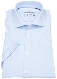 Pure Kurzarmhemd - Slim Fit - Functional Shirt - Haifischkragen - hellblau