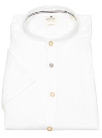 Pure Short Sleeve Shirt - Slim Fit - Banded Collar - Leinen - White - w/o OP