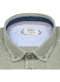 Pure Trachtenhemd - Slim Fit - Button Down - kariert - grün / weiß - Thumbnail ID: arimh7u5cc