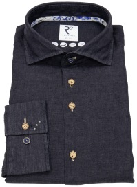 R2-Amsterdam Linen Shirt - Modern Fit - Cutaway Collar - Black - w/o OP