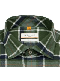 Redmond Flanellhemd - Casual Fit - Button Down Kragen - kariert - grün - Thumbnail ID: arimu8mwsa