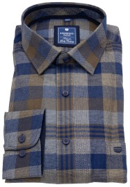 Redmond FlanellShirt - Comfort Fit - Checked - Brown / Blue - w/o OP
