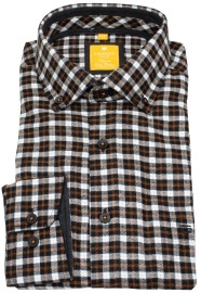 Redmond Flanellhemd - Modern Fit - Button Down - kariert - schwarz / weiß