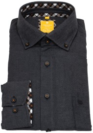 Redmond Flanellhemd - Modern Fit - Button Down Kragen - dunkelgrau