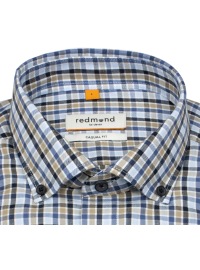 Redmond Hemd - Casual Fit - Button Down Kragen - kariert - blau - Thumbnail ID: arimmmavma
