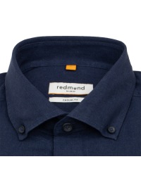 Redmond Hemd - Casual Fit - Button Down Kragen - Leinen Mix - dunkelblau - Thumbnail ID: arimmfbqof