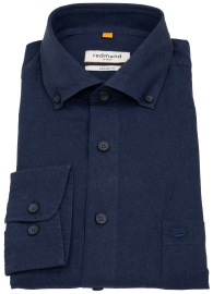 Redmond Hemd - Casual Fit - Button Down Kragen - Leinen Mix - dunkelblau