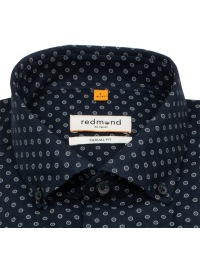 Redmond Hemd - Casual Fit - Button Down Kragen - Print - dunkelblau / grau - Thumbnail ID: arim9m591s