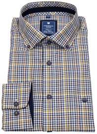 Redmond Hemd - Comfort Fit - Button Down Kragen - kariert - gelb / blau