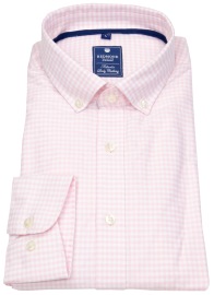 Redmond Hemd - Comfort Fit - Button Down Kragen - kariert - rosa / weiß