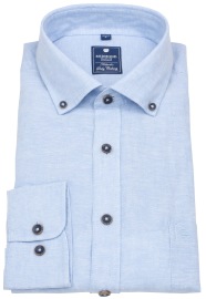 Redmond Shirt - Comfort Fit - Button Down Collar - Leinen - Light Blue - w/o OP