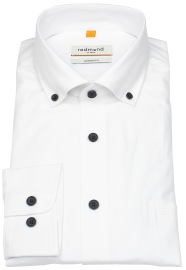 Redmond Hemd - Comfort Fit - Button Down Kragen - Oxford Struktur - weiß