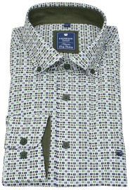 Redmond Hemd - Comfort Fit - Button Down Kragen - Print - grün