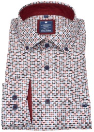Redmond Shirt - Comfort Fit - Button Down Collar - Print - Red