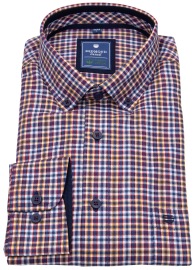 Redmond Hemd - Comfort Fit - Casual - Button Down - Bio Baumwolle - kariert - rot
