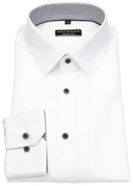 Redmond Shirt - Comfort Fit - Kent Collar - Twill - Contrast Buttons - White - w/o OP
