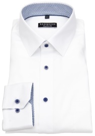 Redmond Shirt - Comfort Fit - Kent Collar - Twill - Contrast Buttons - White - w/o OP