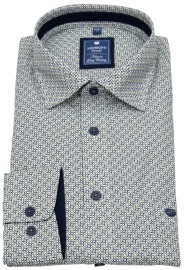 Redmond Shirt - Comfort Fit - Print - Casual - Contrast Buttons - Green / Blue - w/o OP