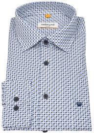 Redmond Hemd - Comfort Fit - Print - Kontrastknöpfe - blau