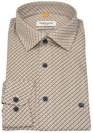 Redmond Hemd - Comfort Fit - Print - Kontrastknöpfe - terra