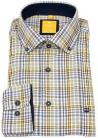Redmond Hemd - Modern Fit - Button Down Kragen - kariert - gelb