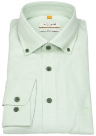 Redmond Hemd - Modern Fit - Button Down Kragen - Oxford Struktur - grün