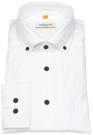 Redmond Hemd - Modern Fit - Button Down Kragen - Oxford Struktur - weiß
