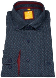 Redmond Hemd - Modern Fit - Button Down Kragen - Print - blau / rot